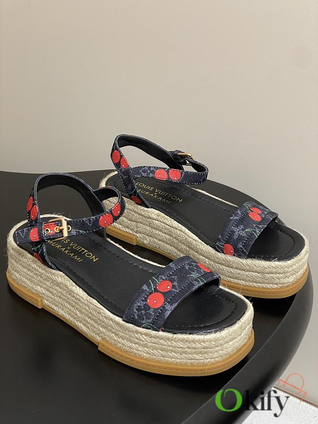 Okify Louis Vuitton x TM Maya Cherry Platform Sandals In Black 5cm EU35-41 - 1