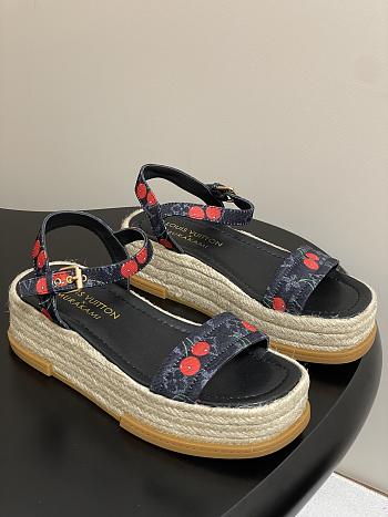 Okify Louis Vuitton x TM Maya Cherry Platform Sandals In Black 5cm EU35-41