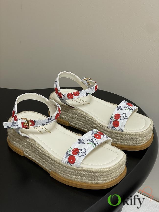 Okify Louis Vuitton x TM Maya Cherry Platform Sandals In White 5cm EU35-41 - 1
