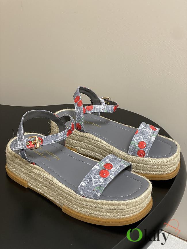 Okify Louis Vuitton x TM Maya Cherry Platform Sandals In Gray 5cm EU35-41 - 1