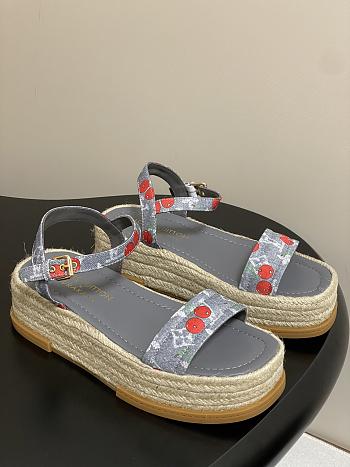Okify Louis Vuitton x TM Maya Cherry Platform Sandals In Gray 5cm EU35-41