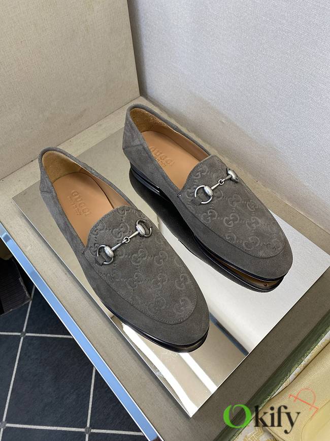 Okify Gucci Gray Horsebit Suede Loafers For Men EU38-45 - 1