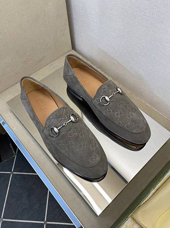 Okify Gucci Gray Horsebit Suede Loafers For Men EU38-45