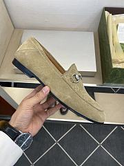 Okify Gucci Beige Horsebit Suede Loafers For Men EU38-45 - 4