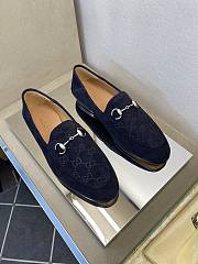 Okify Gucci Dark Blue Horsebit Suede Loafers For Men EU38-45 - 1