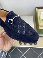 Okify Gucci Dark Blue Horsebit Suede Loafers For Men EU38-45 - 5