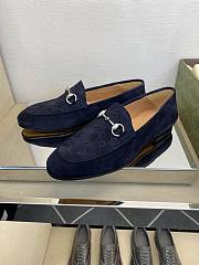 Okify Gucci Dark Blue Horsebit Suede Loafers For Men EU38-45 - 4