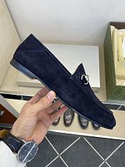 Okify Gucci Dark Blue Horsebit Suede Loafers For Men EU38-45 - 2