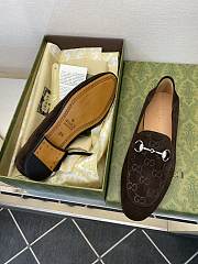 Okify Gucci Dark Brown Horsebit Suede Loafers For Men EU38-45 - 4