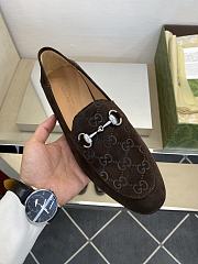 Okify Gucci Dark Brown Horsebit Suede Loafers For Men EU38-45 - 2