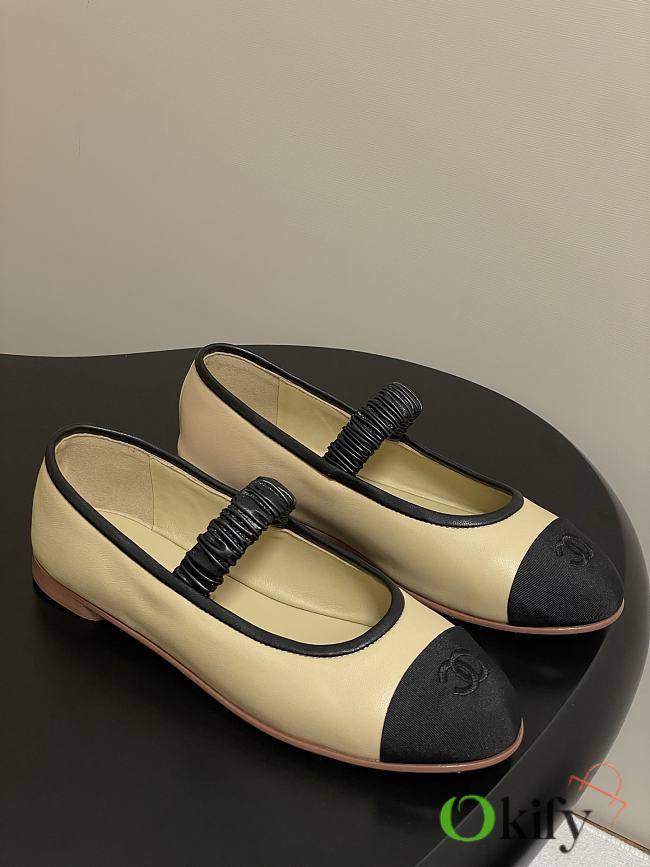 Okify CC Beige Ballet Shoes With Lambskin Strap EU35-40  - 1