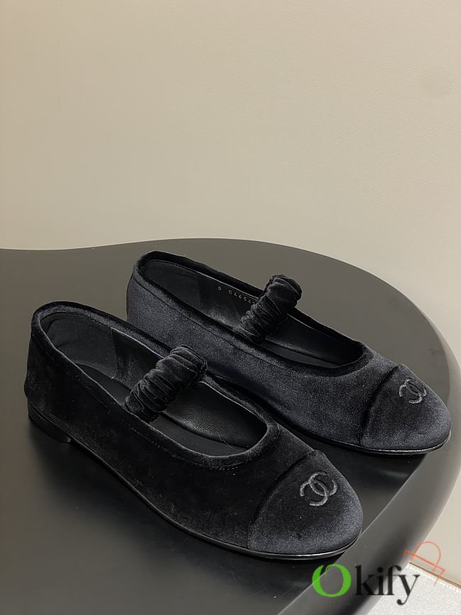 Okify CC Black Ballet Shoes With Velvet Strap EU35-40  - 1