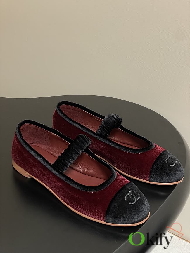 Okify CC Red Ballet Shoes With Velvet Strap EU35-40  - 1