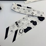 Okify CC Black And White Silk Hairband/Small Scarf 120x6cm - 1
