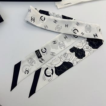 Okify CC Black And White Silk Hairband/Small Scarf 120x6cm