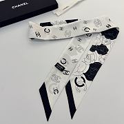 Okify CC Black And White Silk Hairband/Small Scarf 120x6cm - 3