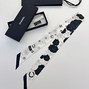 Okify CC Black And White Silk Hairband/Small Scarf 120x6cm - 4