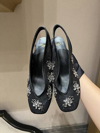 Okify Fendi Crystal Slingback Heels In Black EU35-41