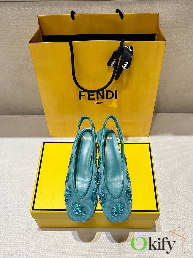 Okify Fendi Crystal Slingback Heels In Blue EU35-41 - 1