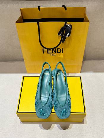 Okify Fendi Crystal Slingback Heels In Blue EU35-41
