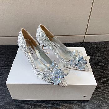 Okify Jimmy Choo Silver Crystal High Heels 