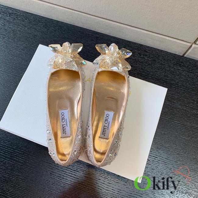 Okify Jimmy Choo Gold Crystal Ballet Shoes  - 1