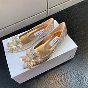 Okify Jimmy Choo Gold Crystal Ballet Shoes  - 2