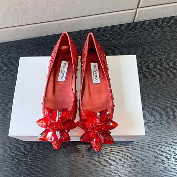 Okify Jimmy Choo Red Crystal Ballet Shoes 