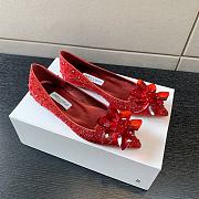 Okify Jimmy Choo Red Crystal Ballet Shoes  - 4