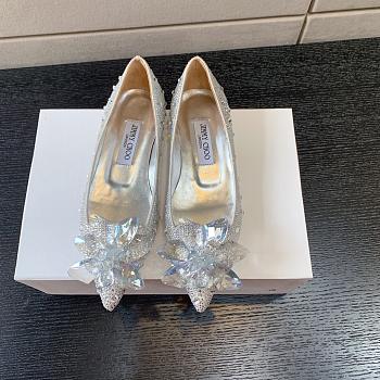 Okify Jimmy Choo Silver Crystal Ballet Shoes 