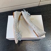 Okify Jimmy Choo Silver Crystal Ballet Shoes  - 3
