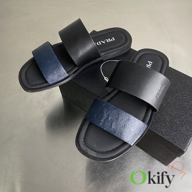 Okify Prada Black And Dark Blue Slides For Men EU38-45 - 1