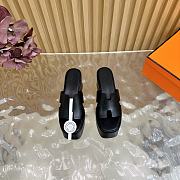Okify Hermes Wedge Sandals In Black Cowhide 7cm EU35-42 - 6