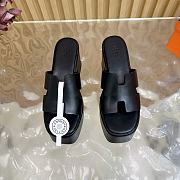 Okify Hermes Wedge Sandals In Black Cowhide 7cm EU35-42 - 2