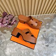 Okify Hermes Wedge Sandals Brown Cowhide 7cm EU35-42 - 5
