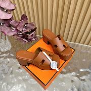 Okify Hermes Wedge Sandals Brown Cowhide 7cm EU35-42 - 4