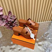 Okify Hermes Wedge Sandals Brown Cowhide 7cm EU35-42 - 1