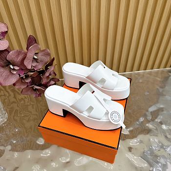 Okify Hermes Wedge Sandals In White Cowhide 7cm EU35-42