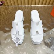 Okify Hermes Wedge Sandals In White Cowhide 7cm EU35-42 - 4