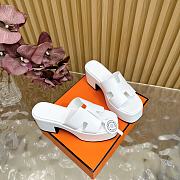 Okify Hermes Wedge Sandals In White Cowhide 7cm EU35-42 - 2
