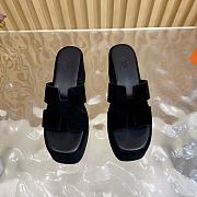 Okify Hermes Wedge Sandals In Black Sheepskin 7cm EU35-42 - 4