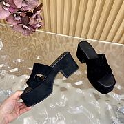 Okify Hermes Wedge Sandals In Black Sheepskin 7cm EU35-42 - 3