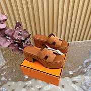 Okify Hermes Wedge Sandals In Brown Sheepskin 7cm EU35-42 - 1