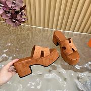 Okify Hermes Wedge Sandals In Brown Sheepskin 7cm EU35-42 - 3