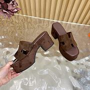 Okify Hermes Wedge Sandals In Dark Brown Sheepskin 7cm EU35-42 - 3