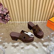 Okify Hermes Wedge Sandals In Dark Brown Sheepskin 7cm EU35-42 - 2