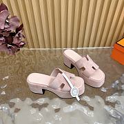 Okify Hermes Wedge Sandals In Light Pink Sheepskin 7cm EU35-42 - 3
