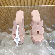 Okify Hermes Wedge Sandals In Light Pink Sheepskin 7cm EU35-42 - 2