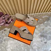 Okify Hermes Wedge Sandals In Gray Sheepskin 7cm EU35-42 - 4