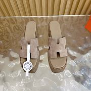 Okify Hermes Wedge Sandals In Gray Sheepskin 7cm EU35-42 - 2